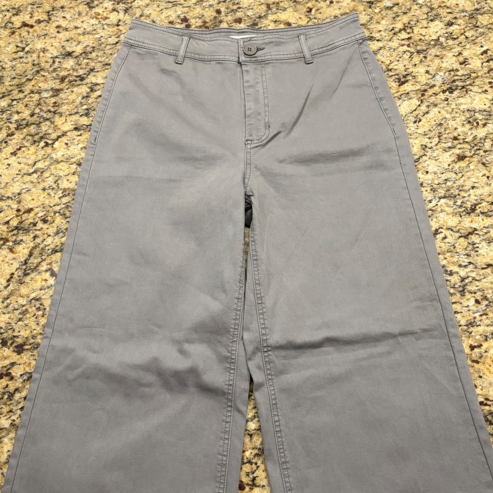 OAT New York Women Gray Wide Leg Raw Hem Pants Size 10/30 High Rise Twill ws